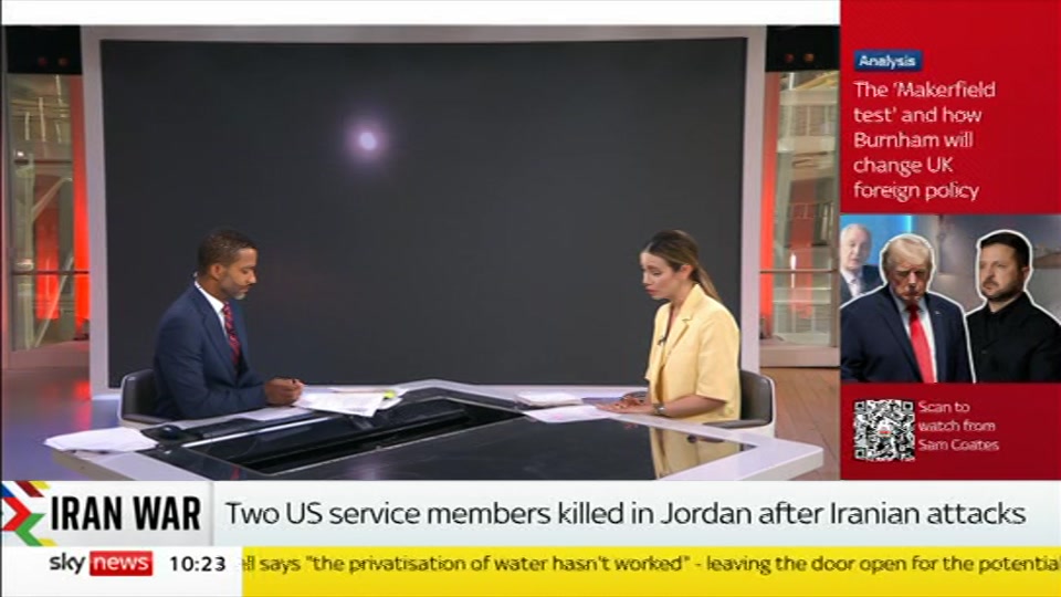 Broadcast still at 23m. Sky News, Sky News Today With Matt Barbet, 19 July 2026.