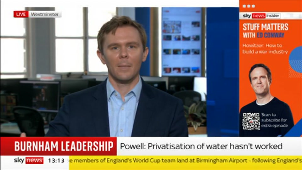 Broadcast still at 13m. Sky News, Sky News Today With Matt Barbet, 19 July 2026.