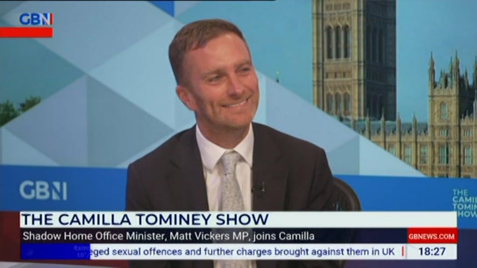 Broadcast still at 27m. GB News, New: The Camilla Tominey Show..., 19 July 2026.