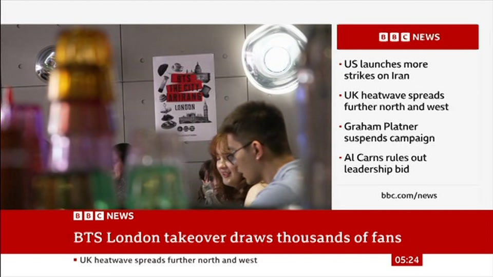 Broadcast still at 24m. BBC NEWS, BBC News, 9 July 2026.