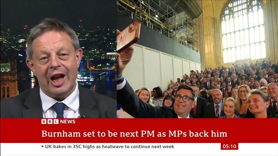 Broadcast still at 10m. BBC NEWS, BBC News, 10 July 2026.