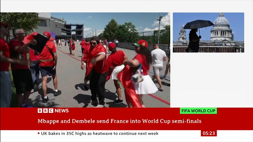 Broadcast still at 23m. BBC NEWS, BBC News, 10 July 2026.