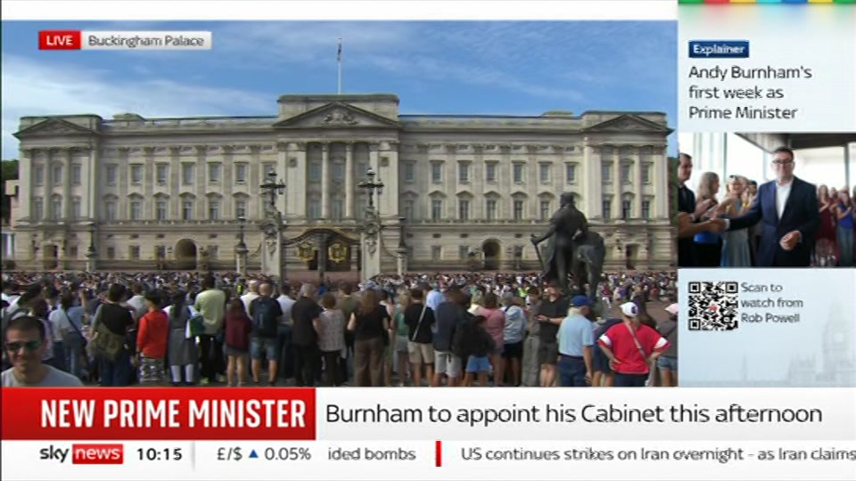 Broadcast still at 15m. Sky News, Sky News Today with Gareth Barlow, 20 July 2026.
