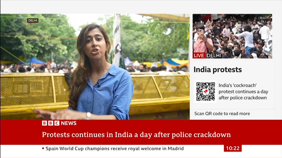 Broadcast still at 22m. BBC NEWS, BBC News, 21 July 2026.