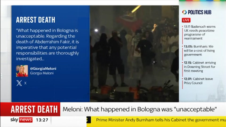 Broadcast still at 27m. Sky News, Sky News Today with Jayne Secker, 21 July 2026.