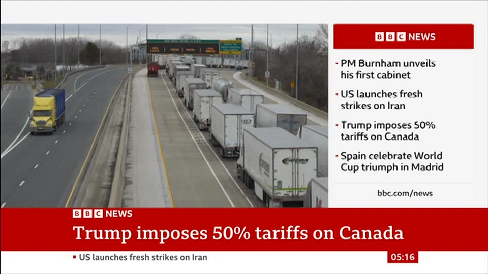 Broadcast still at 16m. BBC NEWS, BBC News, 21 July 2026.