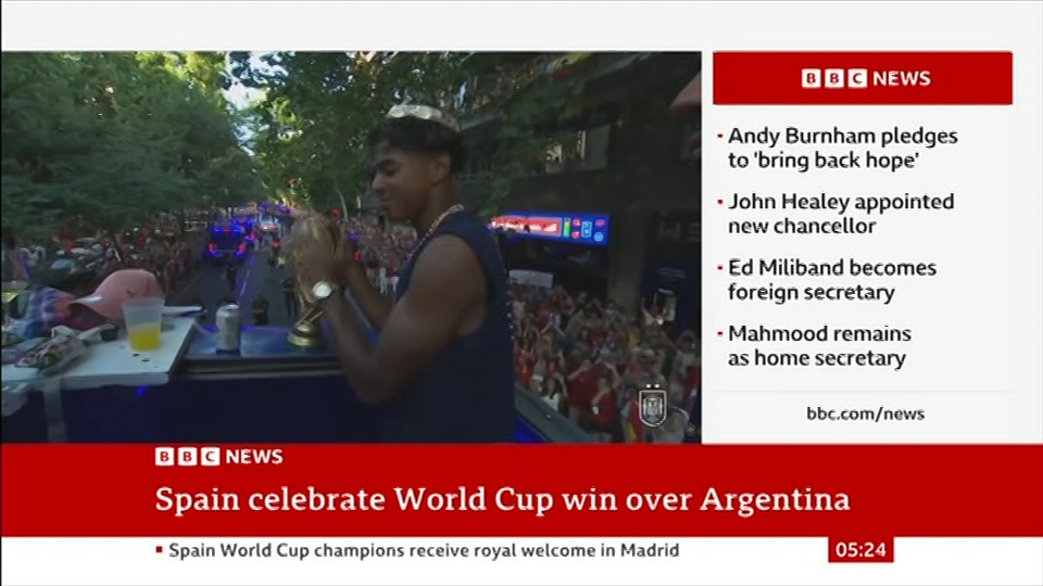Broadcast still at 24m. BBC NEWS, BBC News, 21 July 2026.