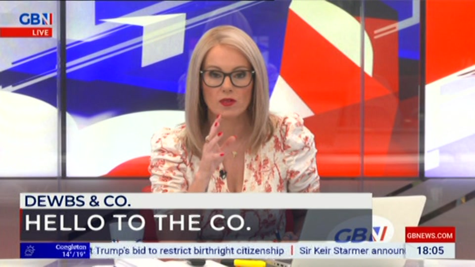 Broadcast still at 6m. GB News, New: Dewbs & Co, 30 June 2026.