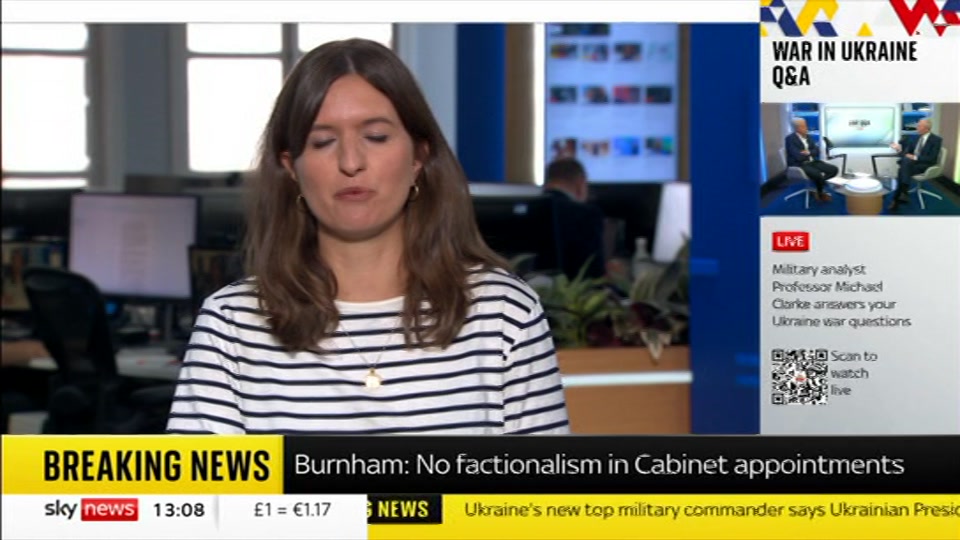 Broadcast still at 8m. Sky News, Sky News Today with Jayne Secker, 22 July 2026.