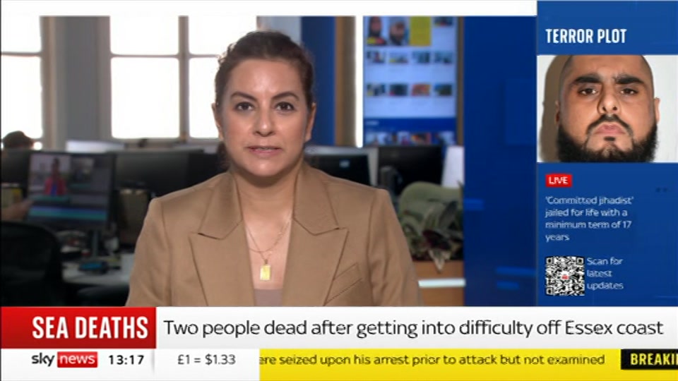 Broadcast still at 17m. Sky News, Sky News Today with Jayne Secker, 23 July 2026.