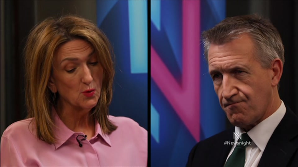 Broadcast still at 22m. BBC Two, Newsnight, followed by Weather, 30 June 2026.