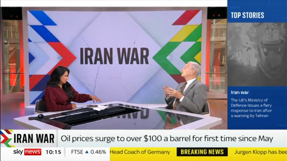 Broadcast still at 15m. Sky News, Sky News Today with Sam Washington, 24 July 2026.