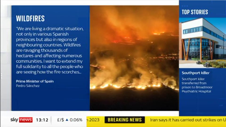 Broadcast still at 12m. Sky News, Sky News Today, 24 July 2026.