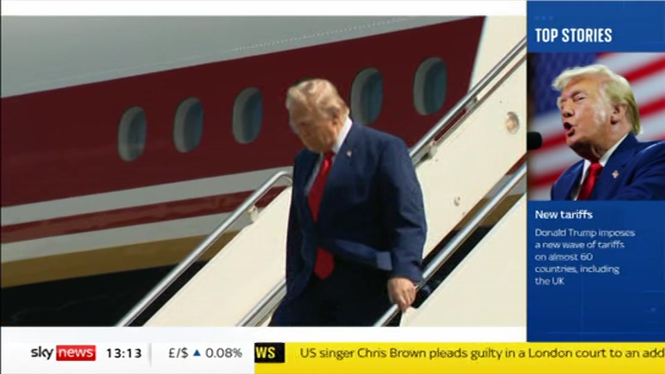 Broadcast still at 13m. Sky News, Sky News Today, 24 July 2026.