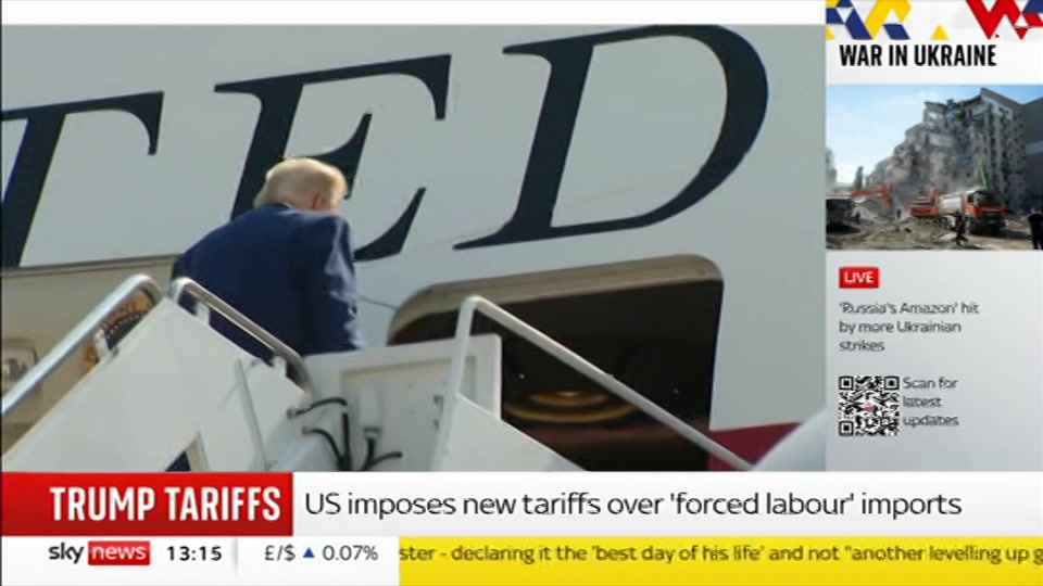 Broadcast still at 15m. Sky News, Sky News Today, 24 July 2026.