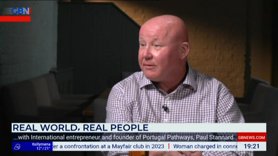 Broadcast still at 21m. GB News, New: Lee Anderson's Real World, 24 July 2026.