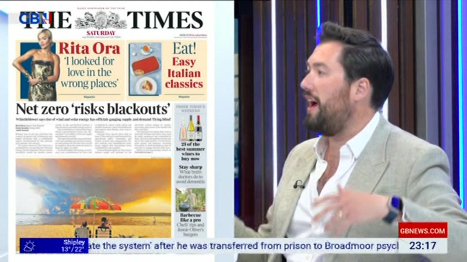 Broadcast still at 17m. GB News, New: Patrick Christys Tonight Late..., 24 July 2026.