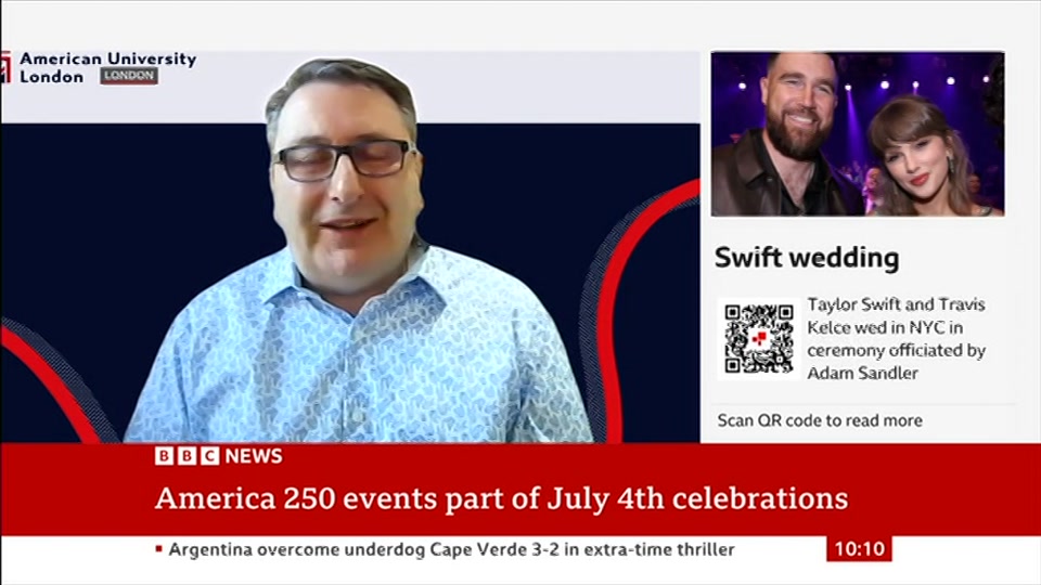 Broadcast still at 10m. BBC NEWS, BBC News, 4 July 2026.