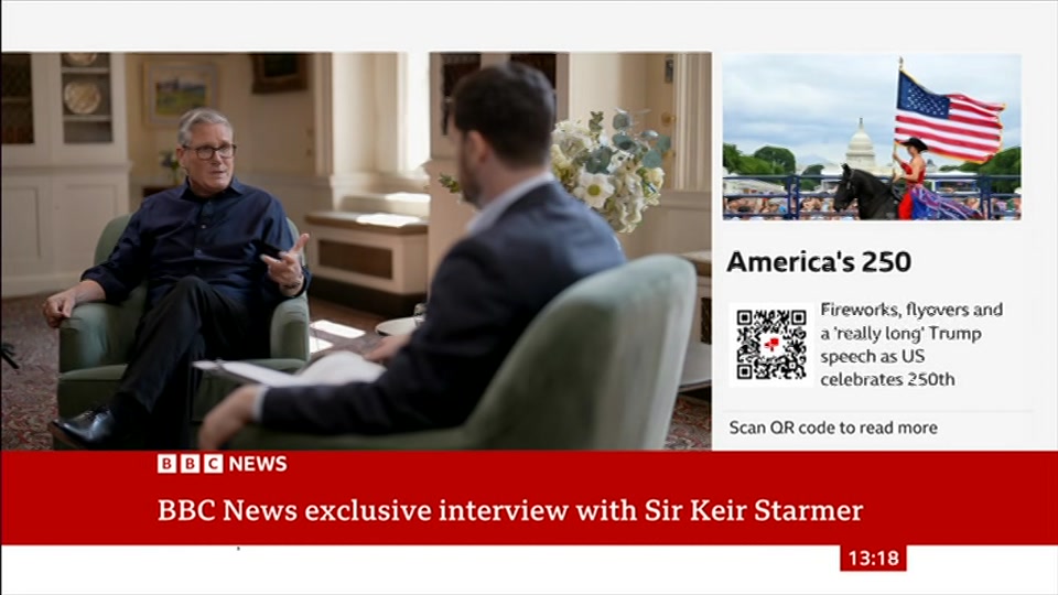 Broadcast still at 18m. BBC NEWS, BBC News, 4 July 2026.
