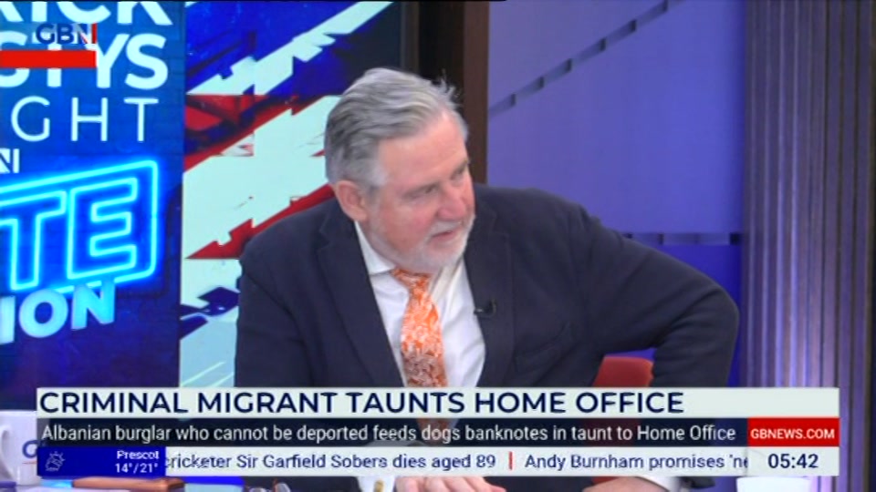 Broadcast still at 42m. GB News, Patrick Christys Tonight Late..., 18 July 2026.