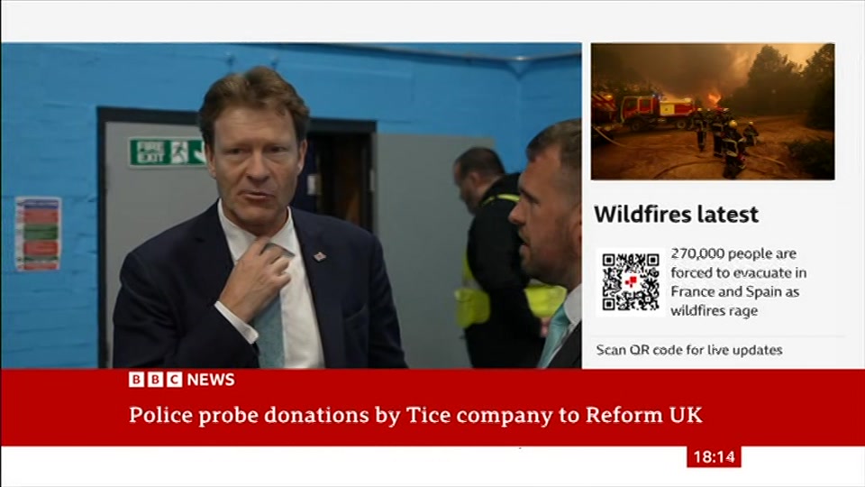 Broadcast still at 14m. BBC News, 25 July 2026.