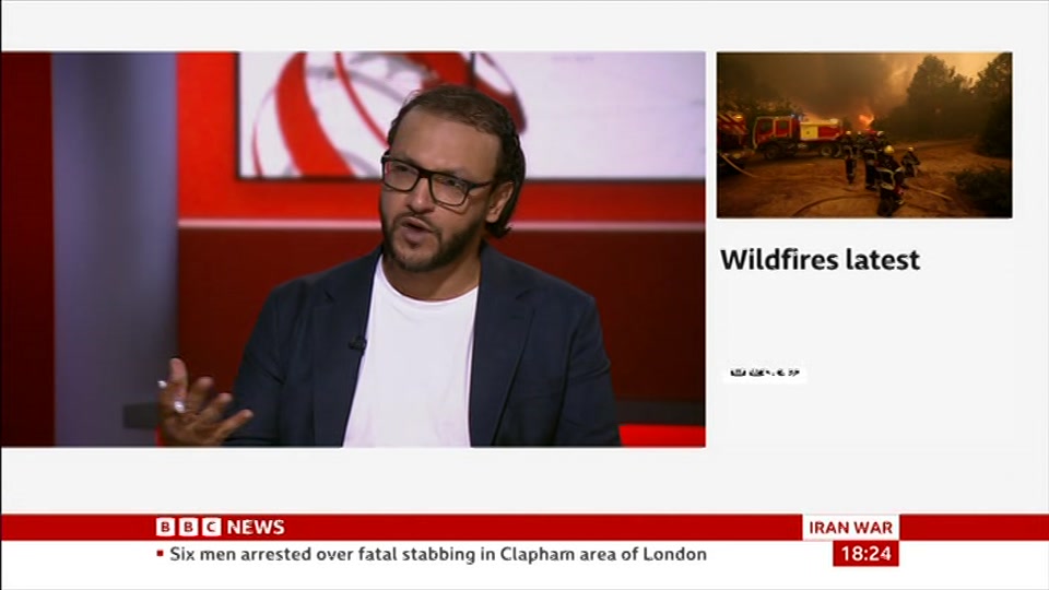 Broadcast still at 24m. BBC News, 25 July 2026.