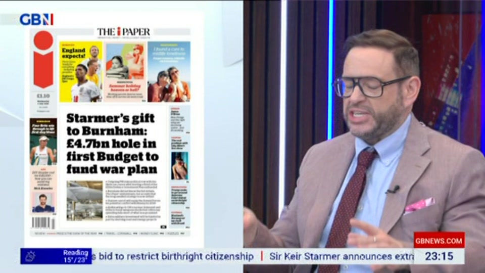 Broadcast still at 16m. GB News, New: Patrick Christys Tonight Late..., 30 June 2026.