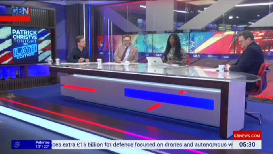 Broadcast still at 31m. GB News, Patrick Christys Tonight Late..., 1 July 2026.