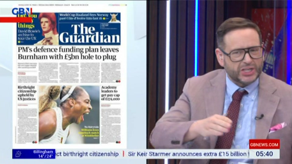 Broadcast still at 41m. GB News, Patrick Christys Tonight Late..., 1 July 2026.