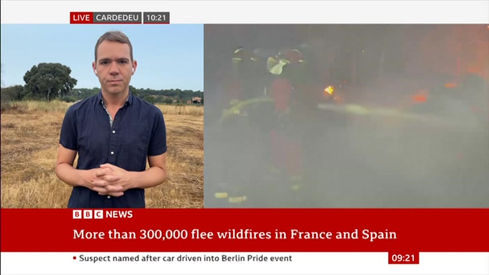 Broadcast still at 21m. BBC ONE West, BBC News, 26 July 2026.