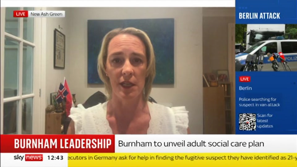 Still from Sky News at 13:00