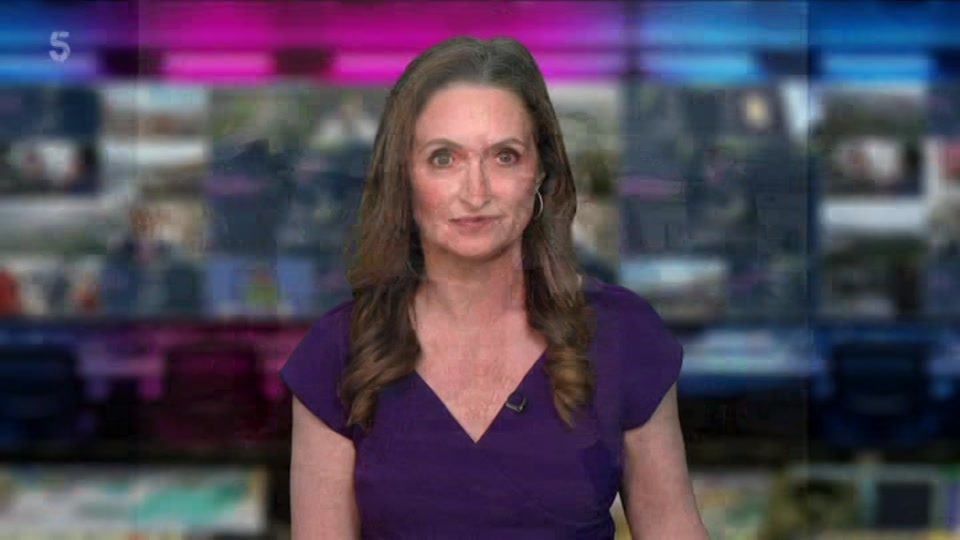 Broadcast still at 2m. Channel 5, 5 News at Lunchtime, 1 July 2026.
