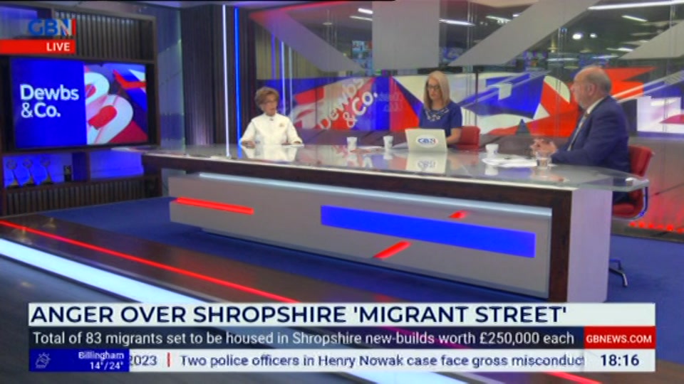 Broadcast still at 17m. GB News, New: Dewbs & Co, 1 July 2026.