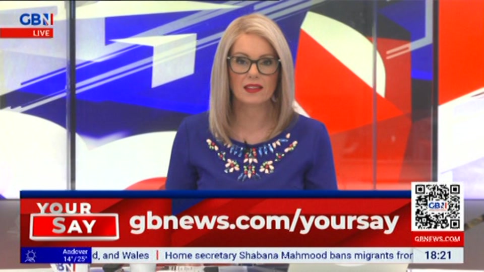Broadcast still at 22m. GB News, New: Dewbs & Co, 1 July 2026.