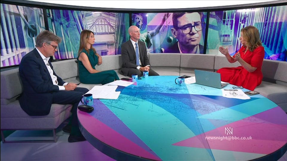 Broadcast still at 31m. BBC TWO, Newsnight, followed by Weather, 29 July 2026.