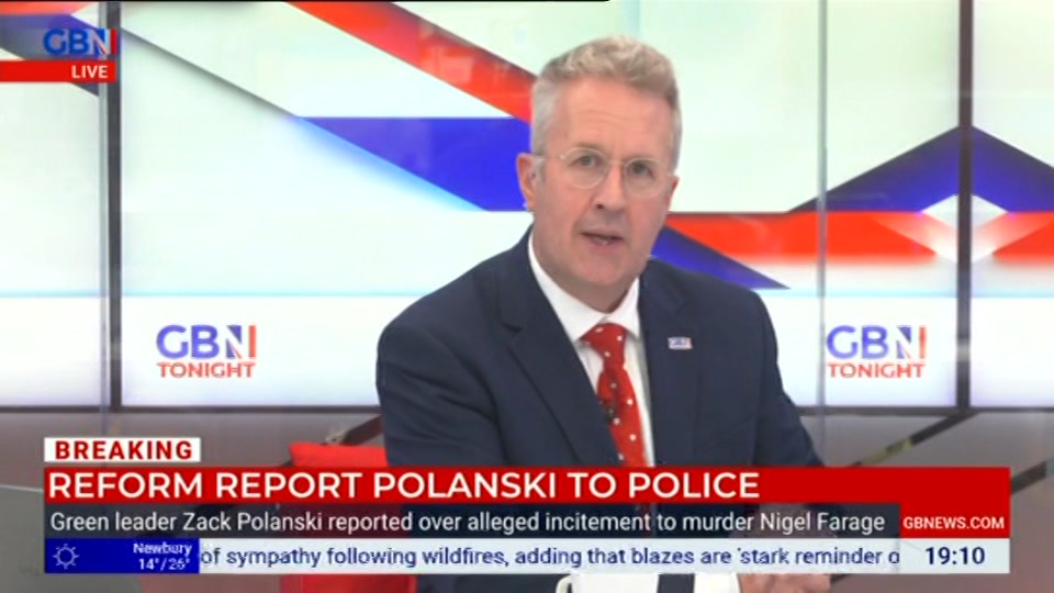 Broadcast still at 10m. GB News, New: GBN Tonight, 29 July 2026.