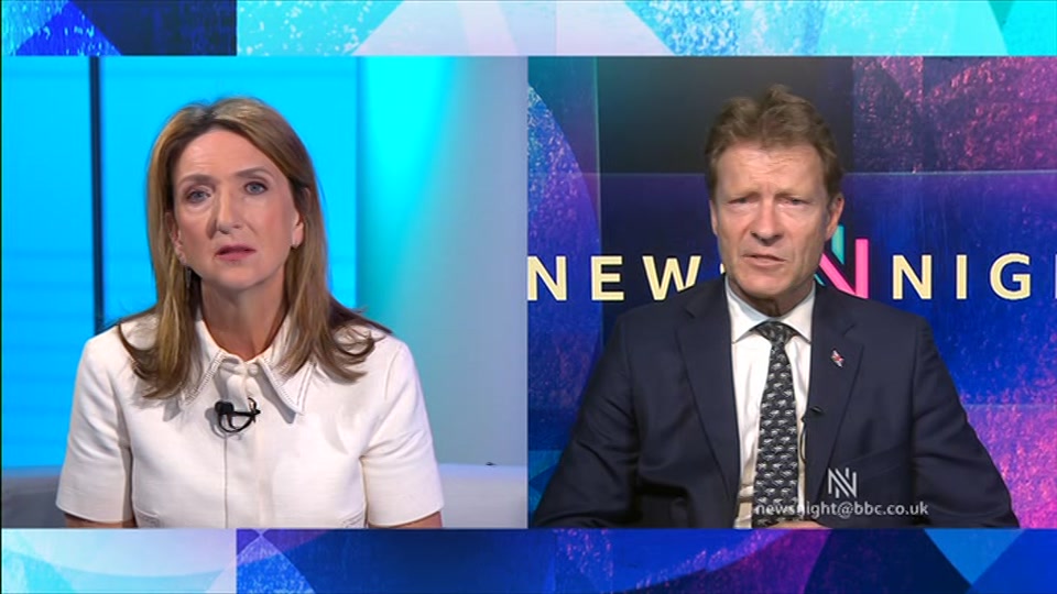 Broadcast still at 9m. BBC TWO, Newsnight, followed by Weather, 13 July 2026.