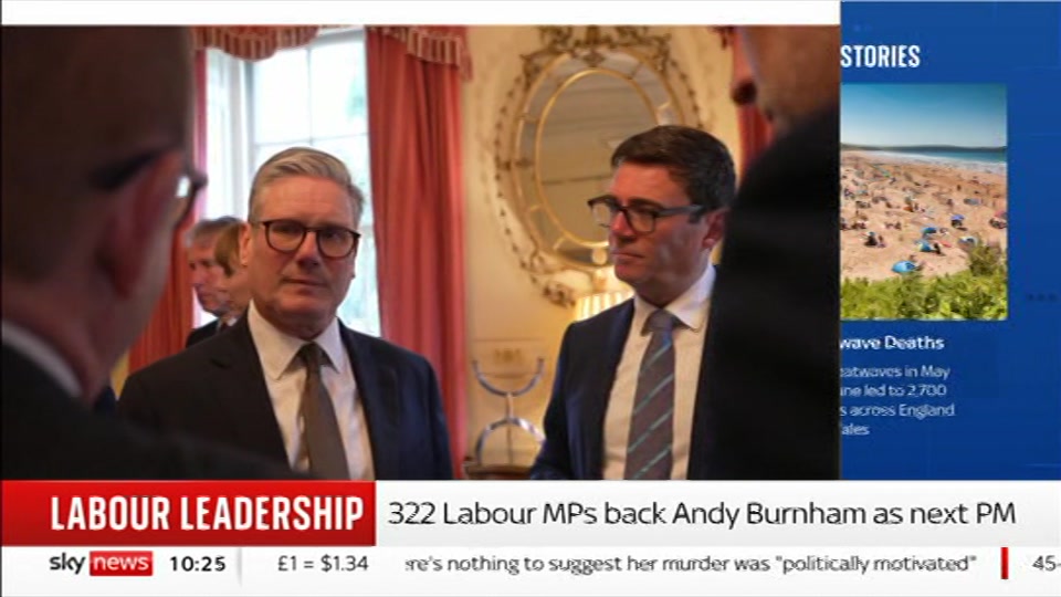 Broadcast still at 25m. Sky News, Sky News Today with Gareth Barlow, 13 July 2026.