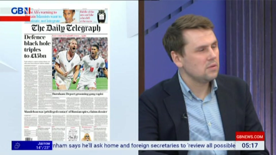 Broadcast still at 18m. GB News, Patrick Christys Tonight Late..., 2 July 2026.