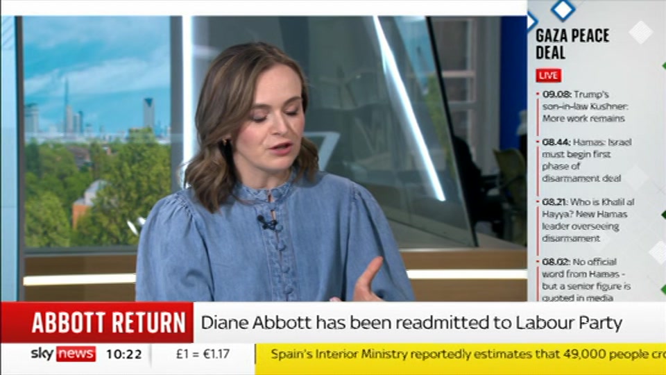 Broadcast still at 22m. Sky News, Sky News Today with Sam Washington, 31 July 2026.