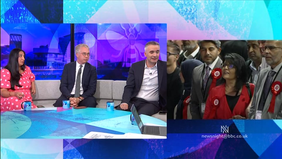 Broadcast still at 24m. BBC TWO, Newsnight, followed by Weather, 31 July 2026.