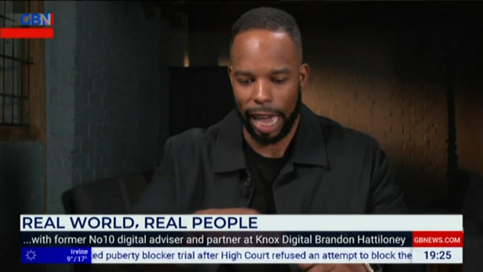 Broadcast still at 25m. GB News, New: Lee Anderson's Real World, 31 July 2026.