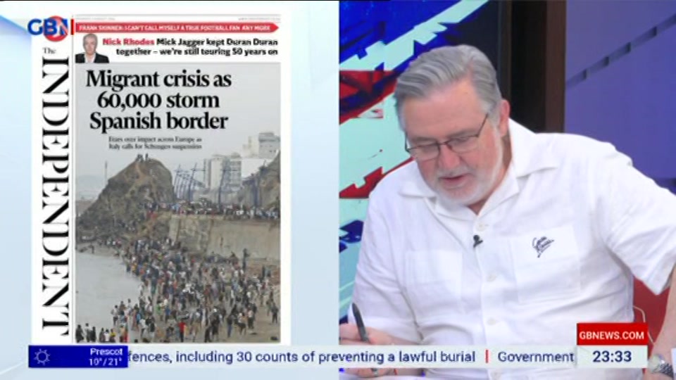 Broadcast still at 33m. GB News, New: Patrick Christys Tonight Late..., 31 July 2026.