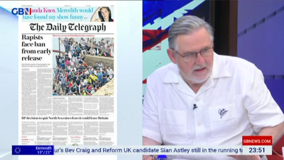 Broadcast still at 51m. GB News, New: Patrick Christys Tonight Late..., 31 July 2026.