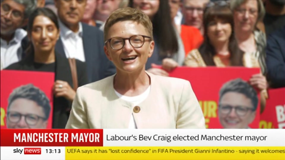 Still from Sky News at 13:00