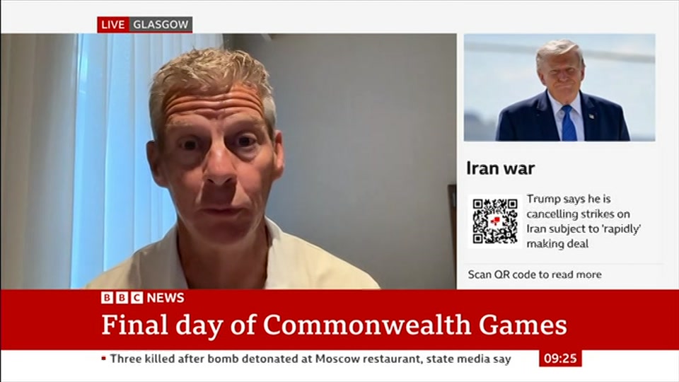 Broadcast still at 25m. BBC ONE West, BBC News, 2 August 2026.