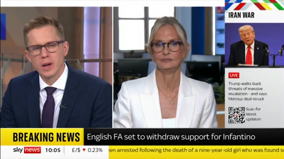 Broadcast still at 5m. Sky News, Sky News Today with Gareth Barlow, 3 August 2026.
