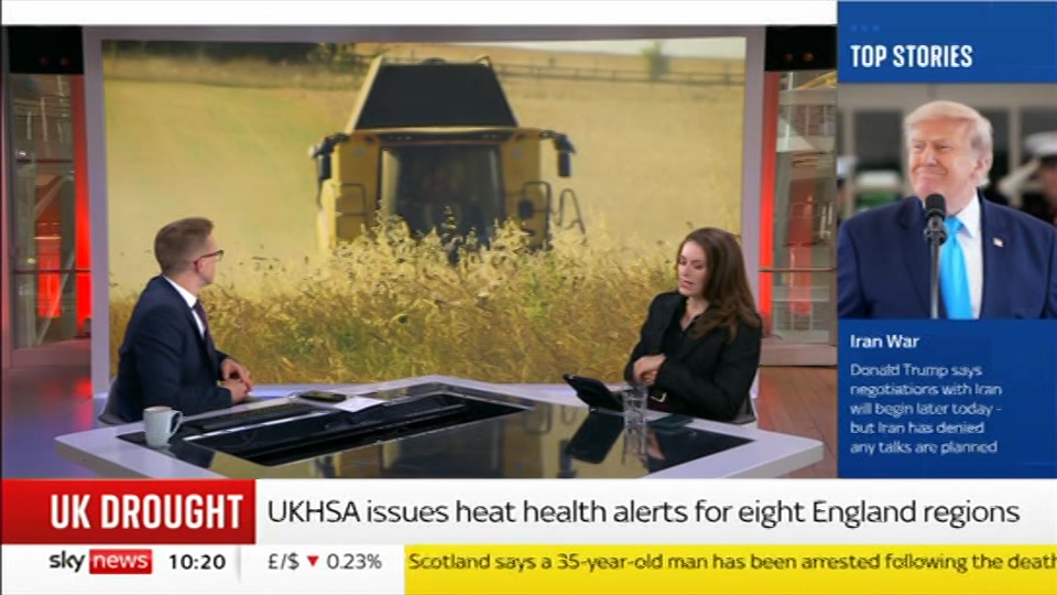 Broadcast still at 20m. Sky News, Sky News Today with Gareth Barlow, 3 August 2026.