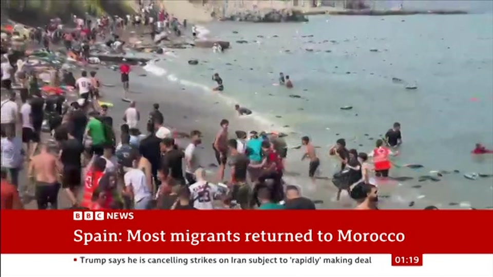 Broadcast still at 19m. BBC NEWS, BBC News, 3 August 2026.