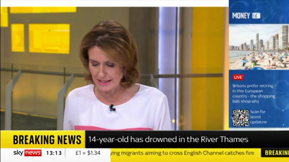Still from Sky News at 13:00